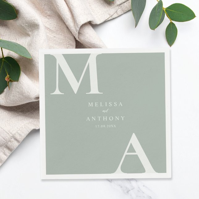 Modern Sage Green Minimalist Wedding Napkin (Creator Uploaded)