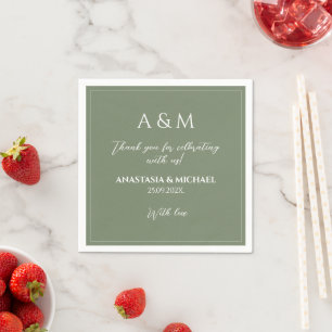 Modern sage green minimalist wedding napkins