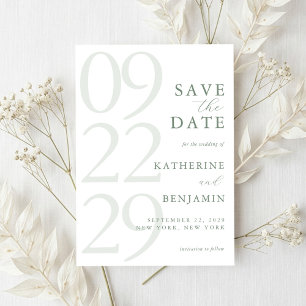 Modern Sage Green Minimalist Wedding Save The Date