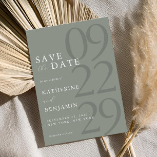 Modern Sage Green Minimalist Wedding Save The Date