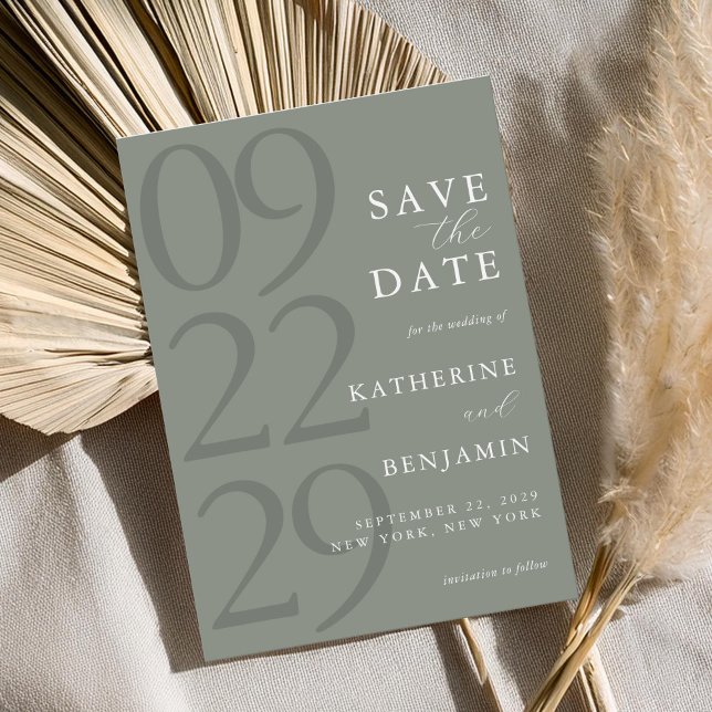 Modern Sage Green Minimalist Wedding Save The Date (Creator Uploaded)