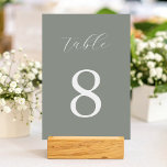 Modern Sage Green Minimalist Wedding  Table Number<br><div class="desc">Create your own personalised wedding table number featuring modern minimalist typography and sage green colour.</div>