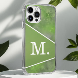 Modern Sage Green Monogram iPhone 16 Pro Max Case