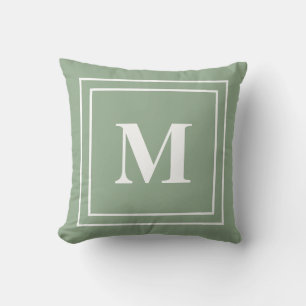 Modern Sage Green Monogram Cushion