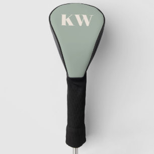 Modern Sage Green Monogram Initials Personalised Golf Head Cover
