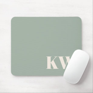 Modern Sage Green Monogram Initials Personalised Mouse Mat