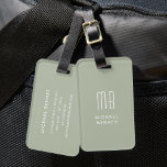 Modern Sage Green Monogram Luggage Tag<br><div class="desc">Modern Modern Sage Green Monogram Luggage Tag.</div>