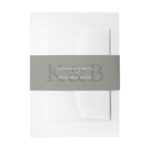 Modern Sage Green Monogram Minimalist Wedding Invitation Belly Band
