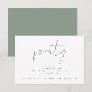 Modern Sage Green Neutral White Wedding Reception Invitation