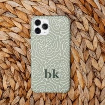 Modern sage green pattern monogrammed