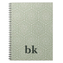 Modern sage green pattern monogrammed