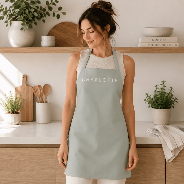 Modern Sage Green Personalised Apron (Creator Uploaded)