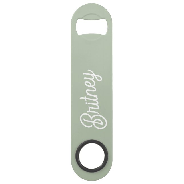 Modern Sage Green Personalised Monogram and Name  (Front)