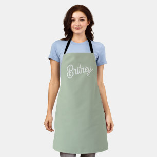Modern Sage Green Personalised Monogram and Name Apron