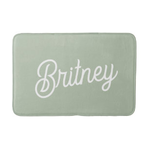 Modern Sage Green Personalised Monogram and Name  Bath Mat