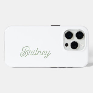 Modern Sage Green Personalised Monogram and Name  iPhone 15 Pro Case