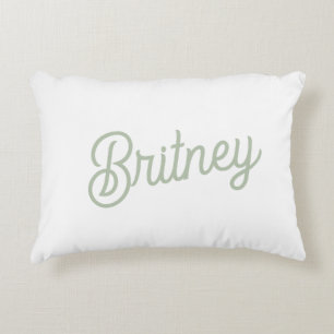 Modern Sage Green Personalised Monogram and Name  Decorative Cushion