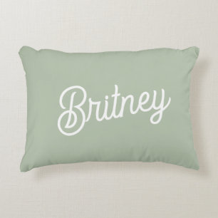 Modern Sage Green Personalised Monogram and Name  Decorative Cushion