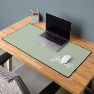 Modern Sage Green Personalised Monogram and Name Desk Mat