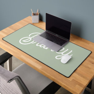 Modern Sage Green Personalised Monogram and Name  Desk Mat
