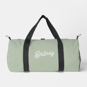 Modern Sage Green Personalised Monogram and Name Duffle Bag