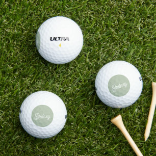 Modern Sage Green Personalised Monogram and Name  Golf Balls