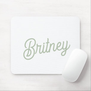 Modern Sage Green Personalised Monogram and Name  Mouse Mat
