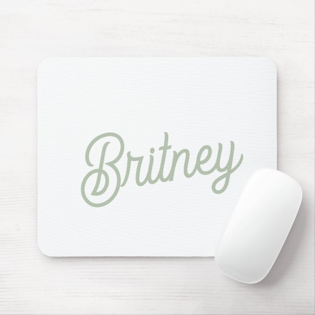 Modern Sage Green Personalised Monogram and Name  Mouse Mat