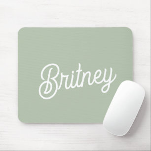 Modern Sage Green Personalised Monogram and Name  Mouse Mat