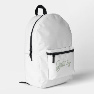Modern Sage Green Personalised Monogram and Name Printed Backpack