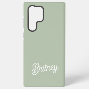 Modern Sage Green Personalised Monogram and Name  Samsung Galaxy Case