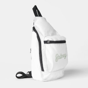 Modern Sage Green Personalised Monogram and Name  Sling Bag