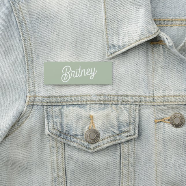 Modern Sage Green Personalised Monogram and Name  Tag (In Situ)