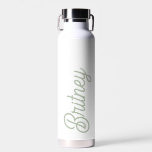 Modern Sage Green Personalised Monogram and Name  Water Bottle