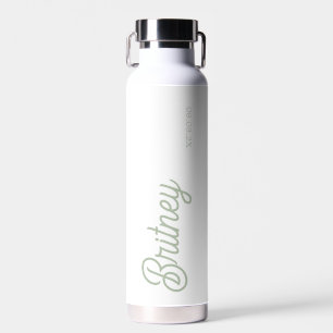 Modern Sage Green Personalised Monogram and Name  Water Bottle