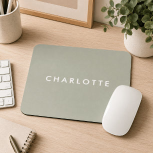 Modern Sage Green Personalised Mouse Pad