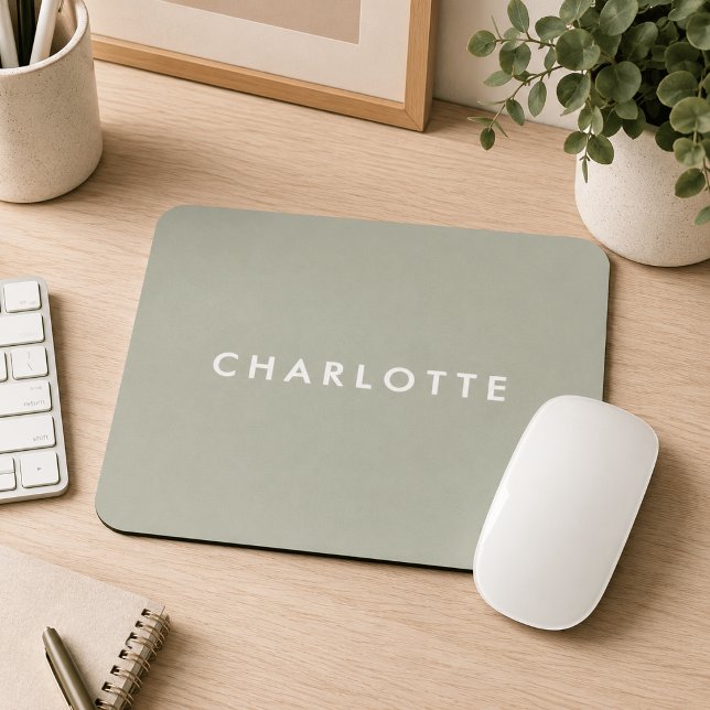 Modern Sage Green Personalised Mouse Pad (Creator Uploaded)