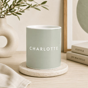 Modern Sage Green Personalised Name Mug