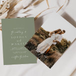 Modern Sage Green Photo Wedding Invitation<br><div class="desc">Designed to coordinate with for the «Modern Classic» Wedding Invitation Collection. To change details,  click «Personalise». View the collection link on this page to see all of the matching items in this beautiful design or see the collection here: https://bit.ly/3H2bCfh</div>