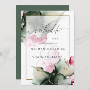 Modern Sage Green Pink Watercolor Abstract