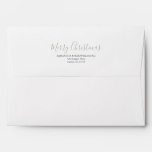 Modern Sage Green Pre Addressed Christmas Envelope