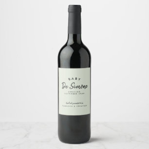 Modern Sage Green Pregnancy Announcement Wine Label