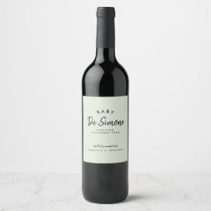 Modern Sage Green Pregnancy Announcement  Wine Label