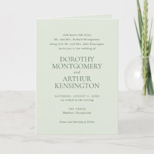 Modern Sage Green QR Code Elegant Wedding Invitation