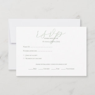 Modern Sage Green QR Code Initials Wedding RSVP Ca Card