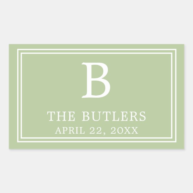 Modern Sage Green Rectangular Sticker (Front)