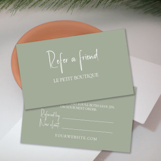 Modern Sage Green Refer a Friend Card