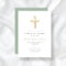 Modern Sage Green Religious Cross Christening   