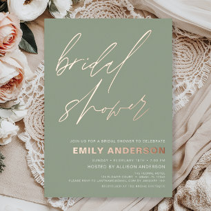 Modern Sage Green Rose Gold Bridal Shower Chic