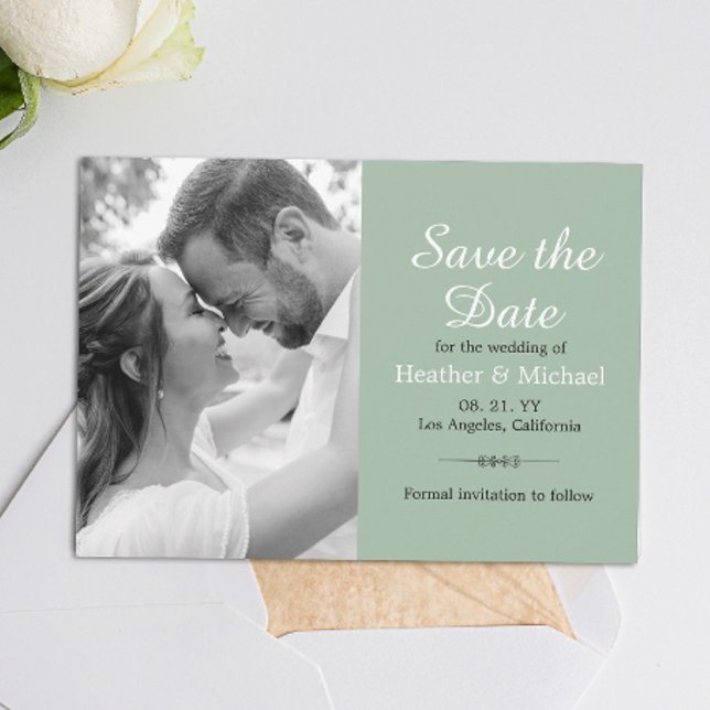 Modern Sage Green Save the Date QR Code Wedding Invitation (Simplify your RSVP with our QR code save-the-date, adding an unforgettable touch to your special day)